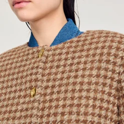 Femme SANDRO Veste Courte à Carreaux