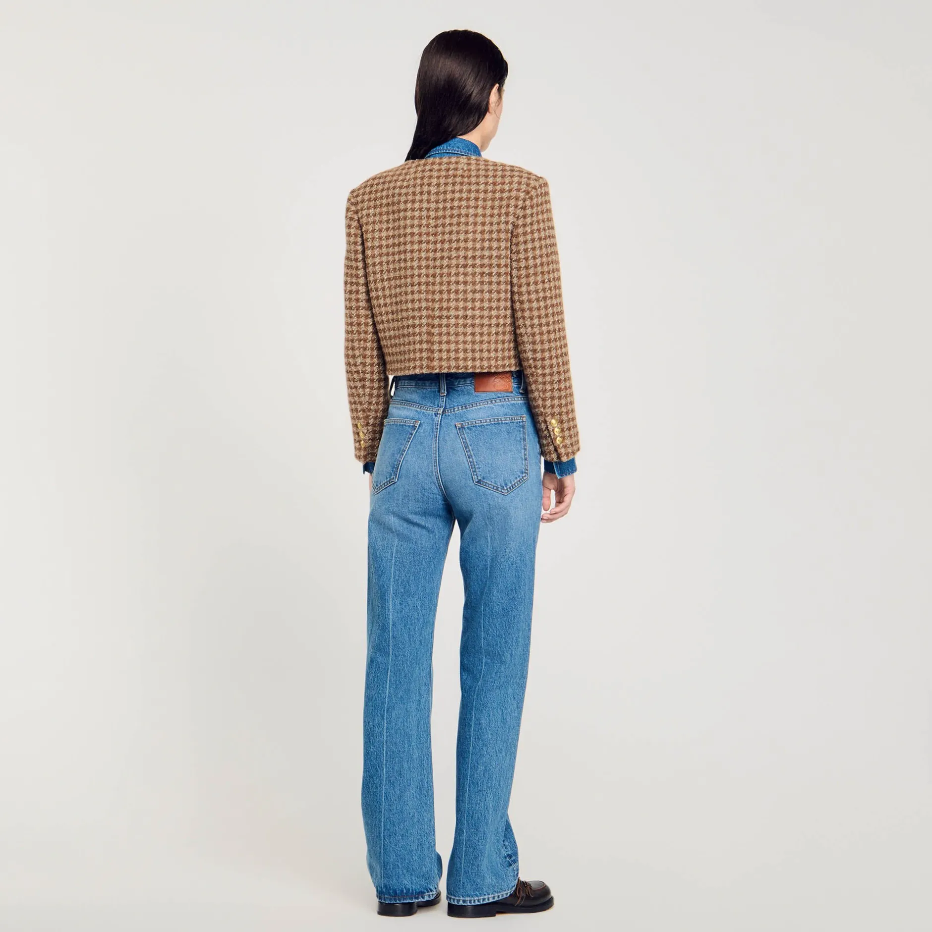 Femme SANDRO Veste Courte à Carreaux
