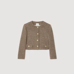 Femme SANDRO Veste Courte à Carreaux