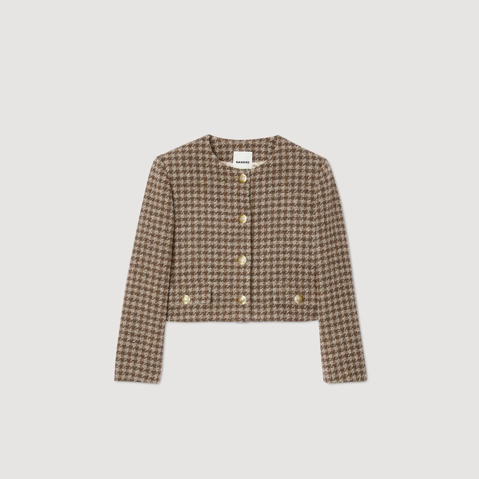Femme SANDRO Veste Courte à Carreaux