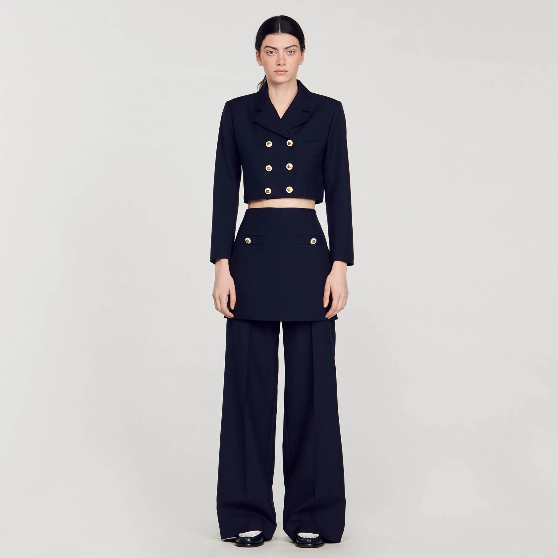 Femme SANDRO Veste Courte à Double Boutonnage