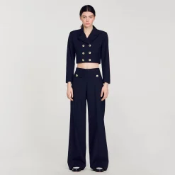 Femme SANDRO Veste Courte à Double Boutonnage
