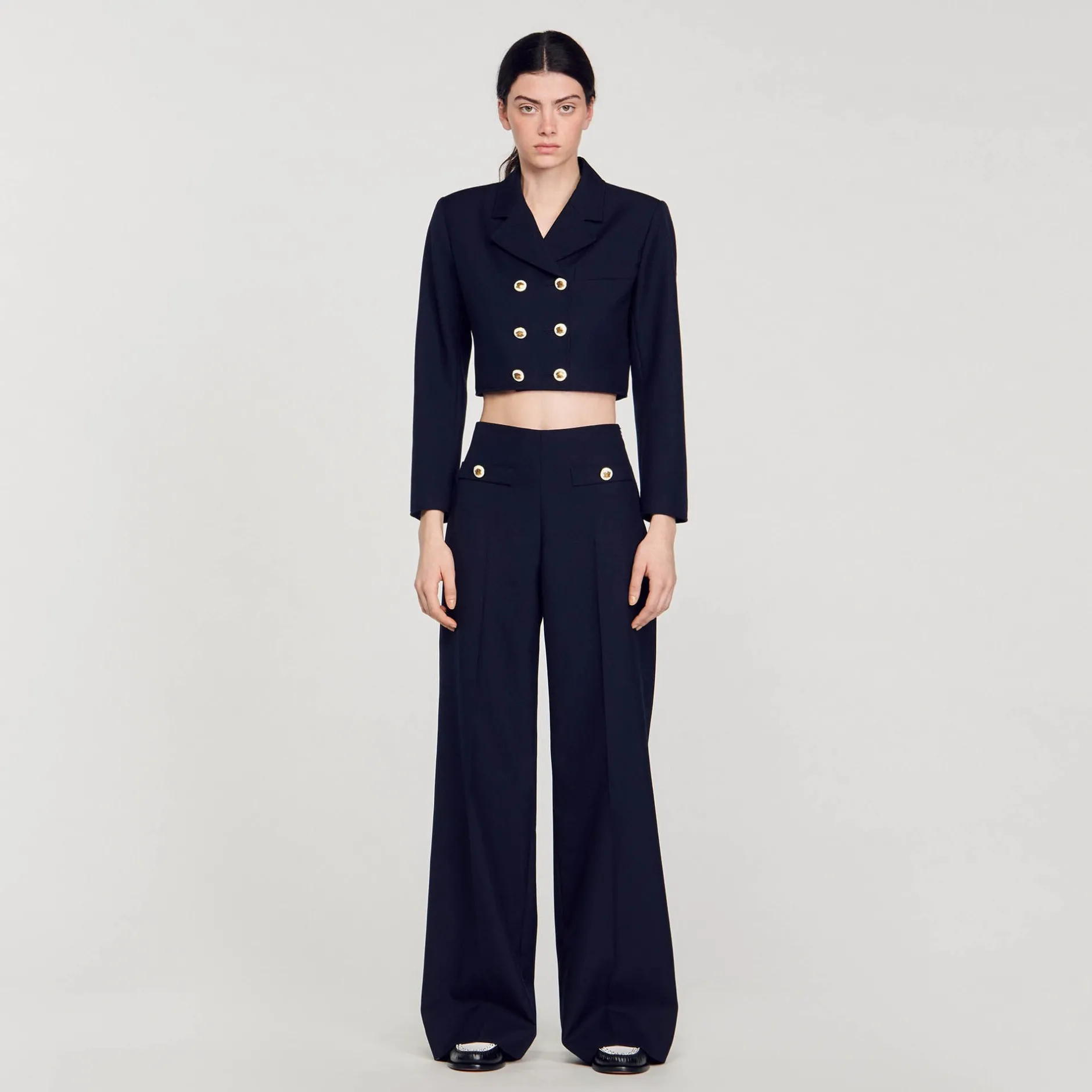 Femme SANDRO Veste Courte à Double Boutonnage