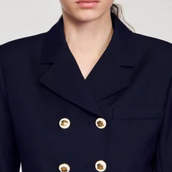 Femme SANDRO Veste Courte à Double Boutonnage