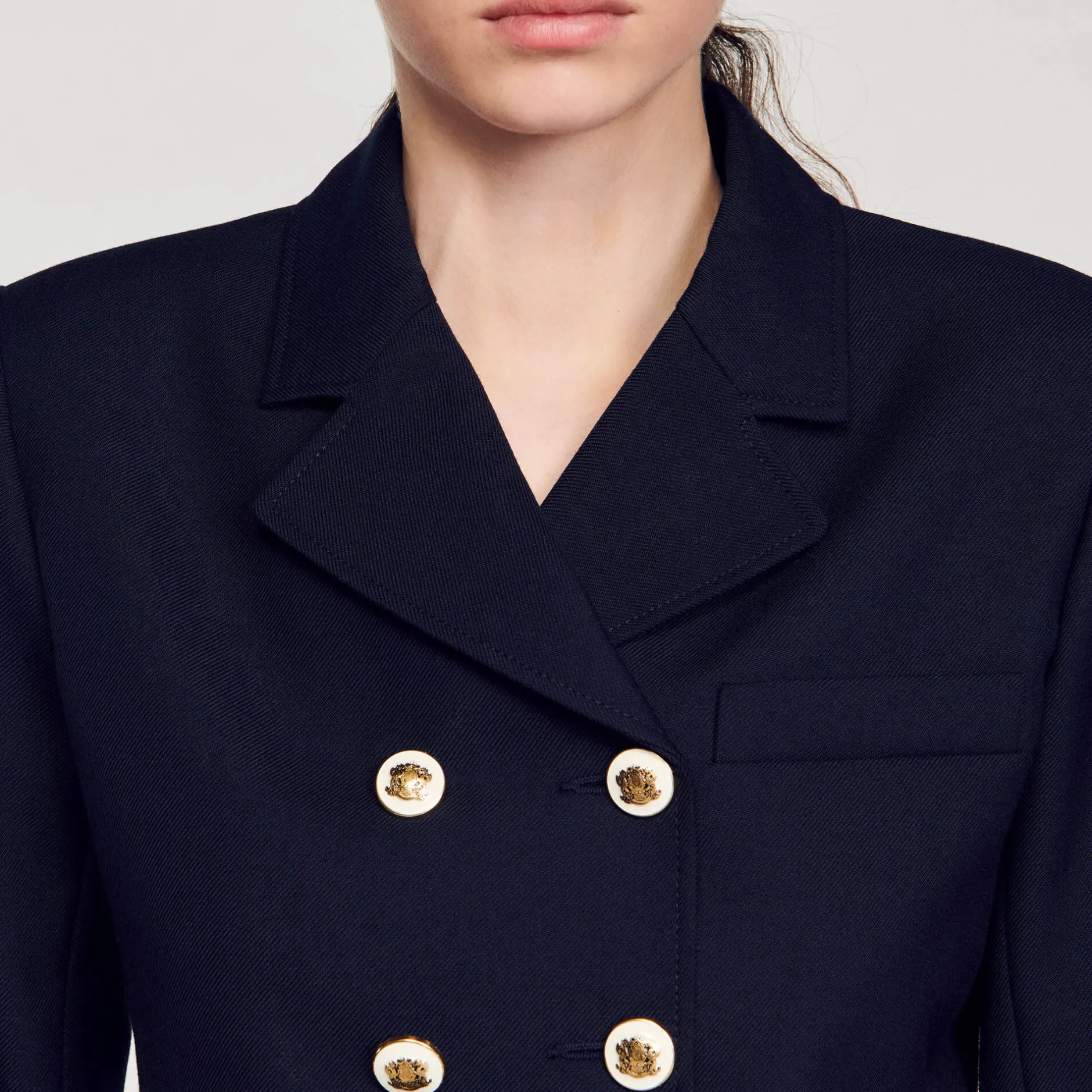 Femme SANDRO Veste Courte à Double Boutonnage