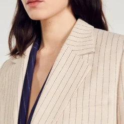 Femme SANDRO Veste Courte à Rayures