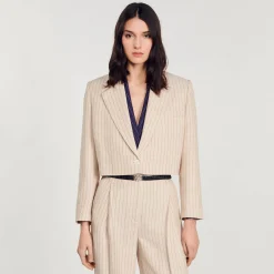 Femme SANDRO Veste Courte à Rayures