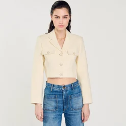 Femme SANDRO Veste Courte Boutonnée En Tweed