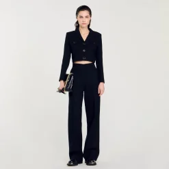 Femme SANDRO Veste Courte Boutonnée En Tweed