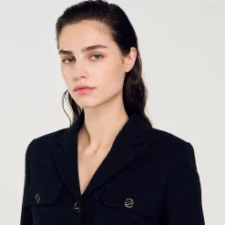 Femme SANDRO Veste Courte Boutonnée En Tweed