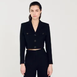 Femme SANDRO Veste Courte Boutonnée En Tweed