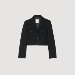 Femme SANDRO Veste Courte Boutonnée En Tweed