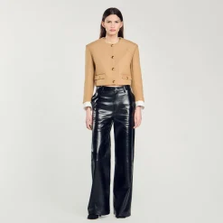 Femme SANDRO Veste Courte En Laine Mélangée