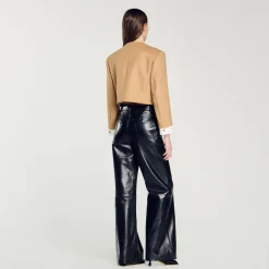 Femme SANDRO Veste Courte En Laine Mélangée