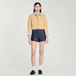 Femme SANDRO Veste Courte En Maille