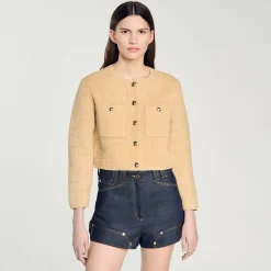 Femme SANDRO Veste Courte En Maille