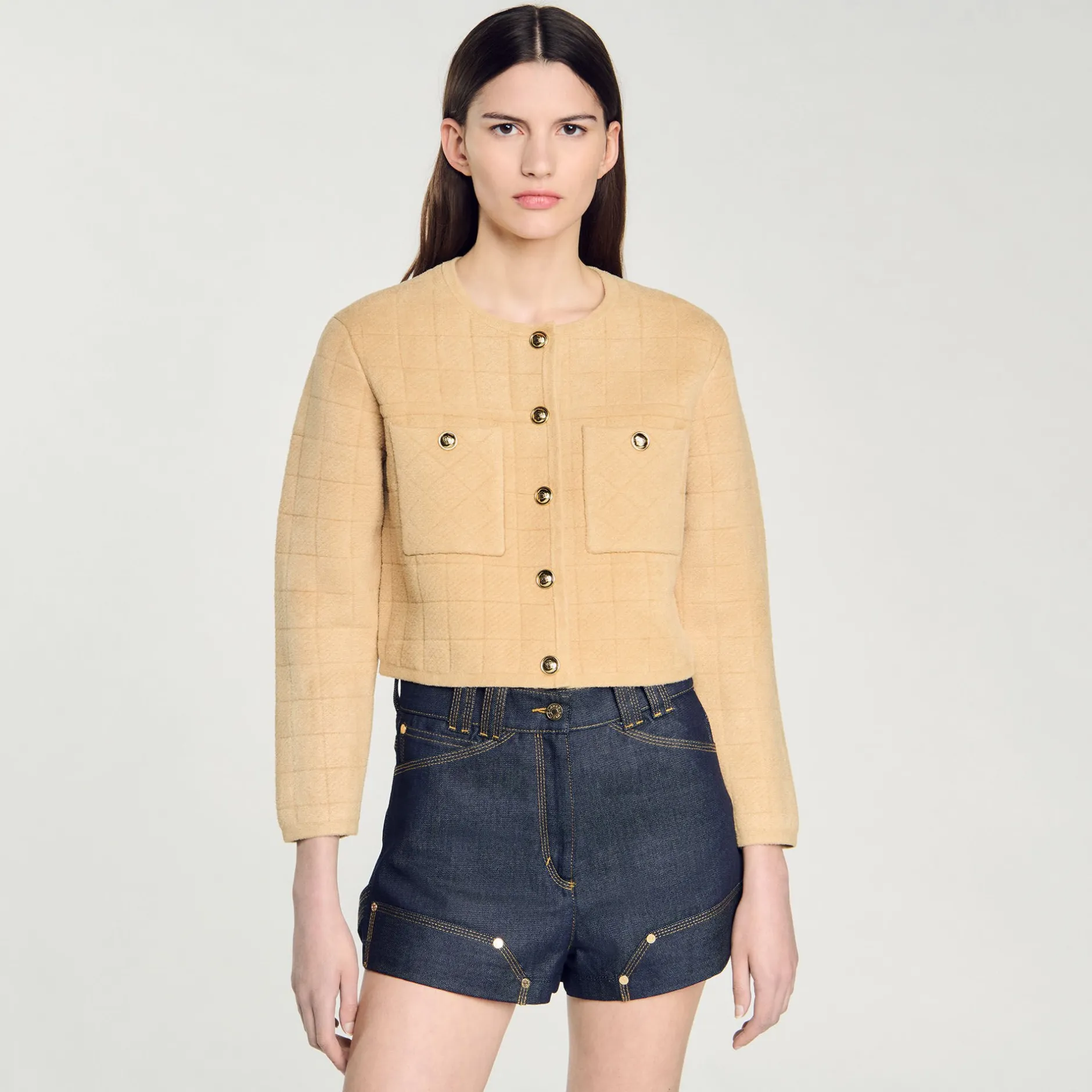 Femme SANDRO Veste Courte En Maille