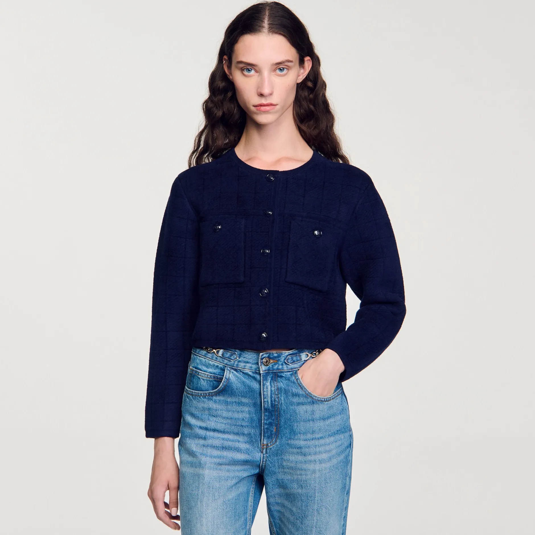 Femme SANDRO Veste Courte En Maille