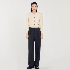 Femme SANDRO Veste Courte En Tissu Bouclé
