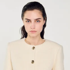 Femme SANDRO Veste Courte En Tissu Bouclé
