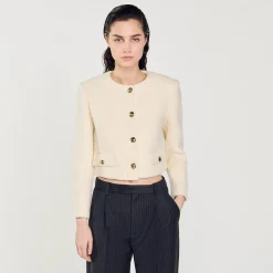 Femme SANDRO Veste Courte En Tissu Bouclé