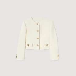 Femme SANDRO Veste Courte En Tissu Bouclé