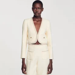 Femme SANDRO Veste Courte En Tweed