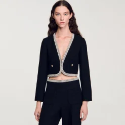 Femme SANDRO Veste Courte En Tweed