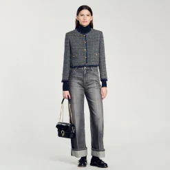 Femme SANDRO Veste Courte En Tweed
