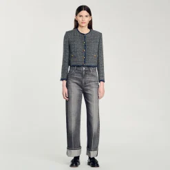 Femme SANDRO Veste Courte En Tweed