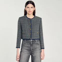 Femme SANDRO Veste Courte En Tweed