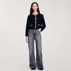 Femme SANDRO Veste Courte En Tweed