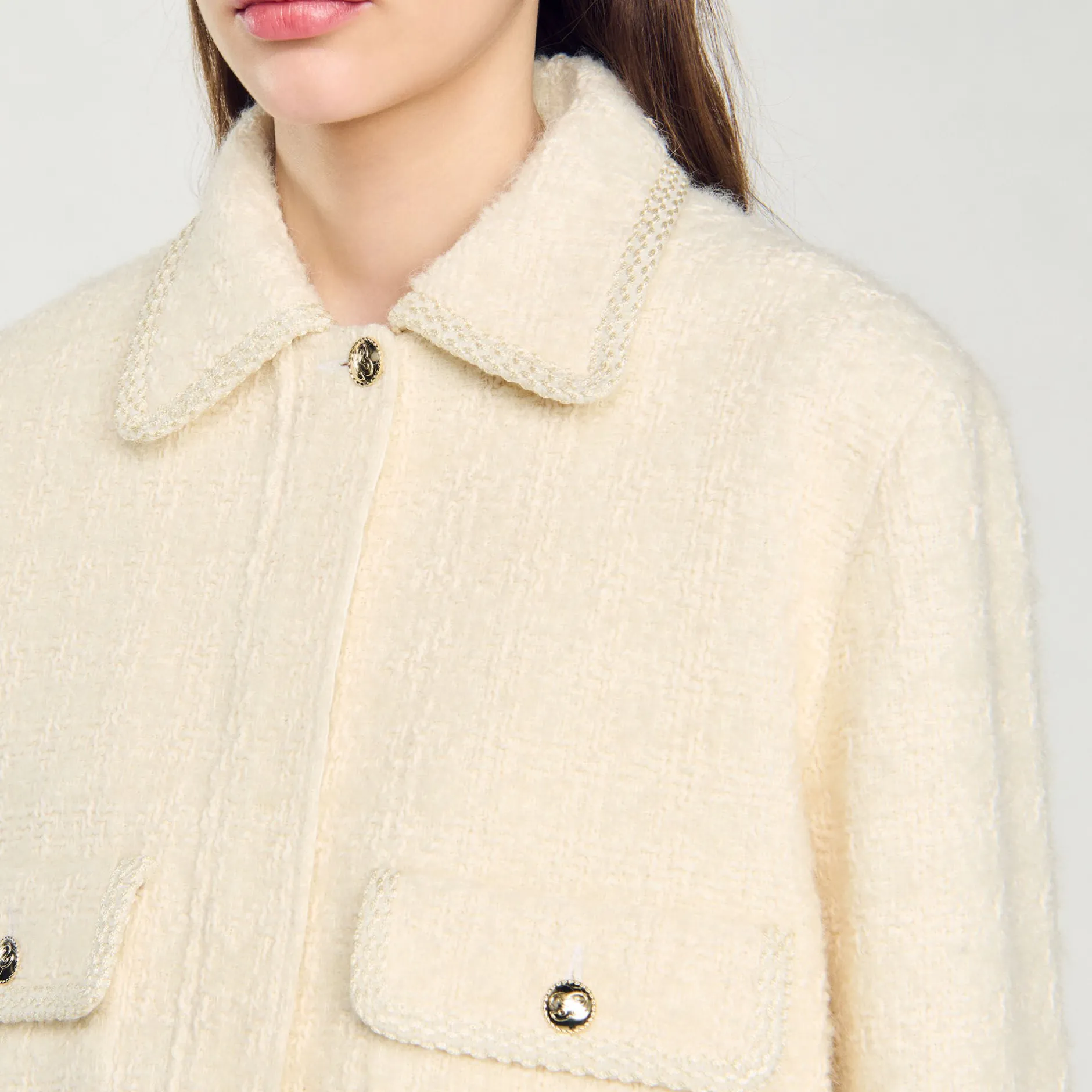 Femme SANDRO Veste Courte En Tweed