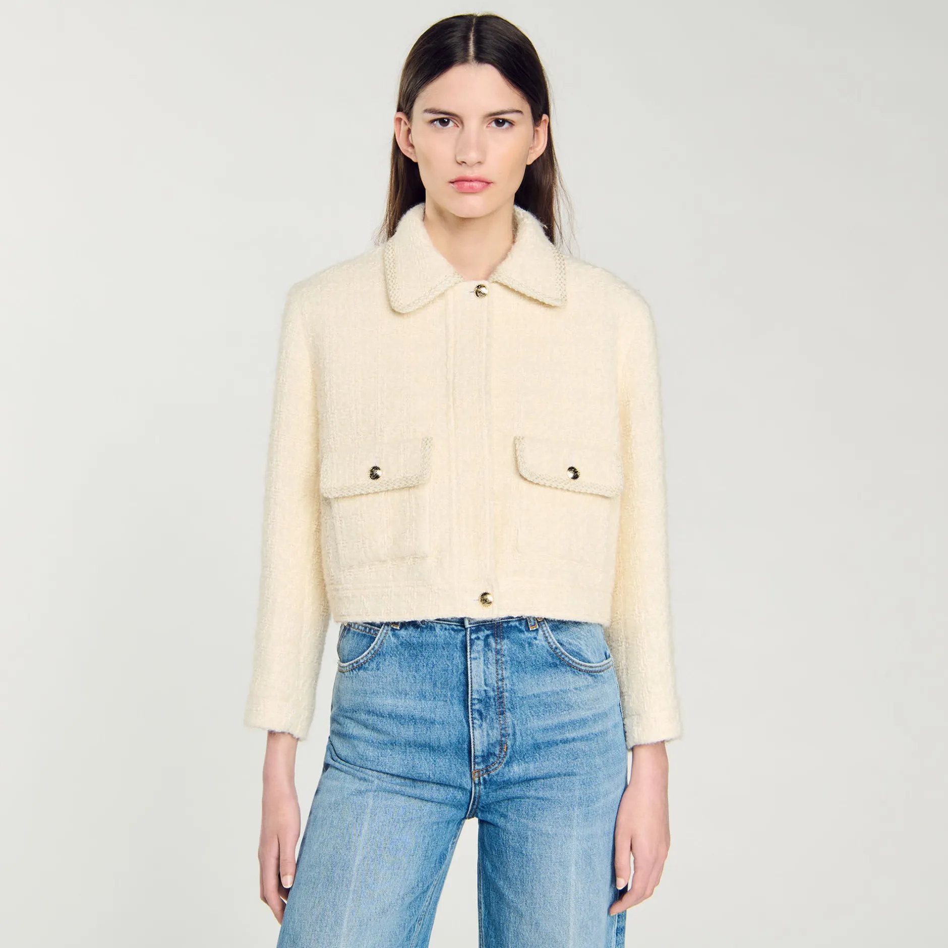 Femme SANDRO Veste Courte En Tweed