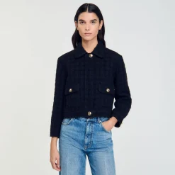 Femme SANDRO Veste Courte En Tweed