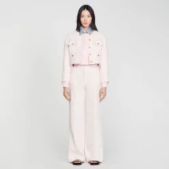 Femme SANDRO Veste Courte En Tweed Fantaisie
