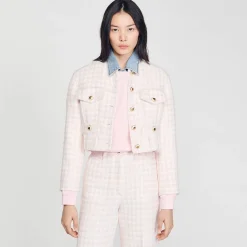 Femme SANDRO Veste Courte En Tweed Fantaisie
