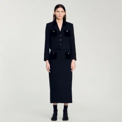 Femme SANDRO Veste Courte En Tweed Velours
