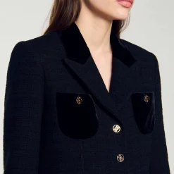 Femme SANDRO Veste Courte En Tweed Velours