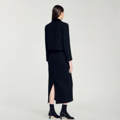 Femme SANDRO Veste Courte En Tweed Velours