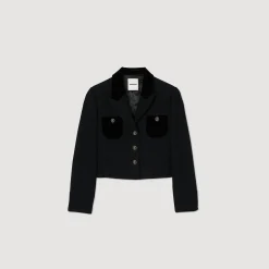 Femme SANDRO Veste Courte En Tweed Velours