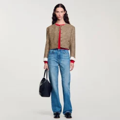 Femme SANDRO Veste Courte Pied De Puce