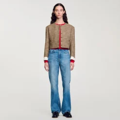 Femme SANDRO Veste Courte Pied De Puce