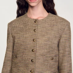 Femme SANDRO Veste Courte Pied De Puce