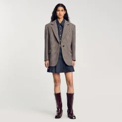 Femme SANDRO Veste De Costume à Petits Carreaux
