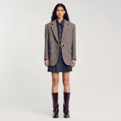 Femme SANDRO Veste De Costume à Petits Carreaux