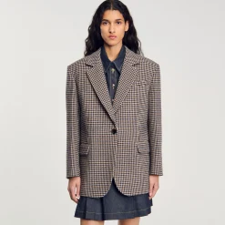 Femme SANDRO Veste De Costume à Petits Carreaux