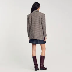 Femme SANDRO Veste De Costume à Petits Carreaux