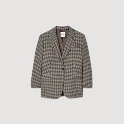 Femme SANDRO Veste De Costume à Petits Carreaux