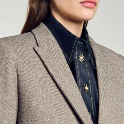 Femme SANDRO Veste De Costume Chevrons